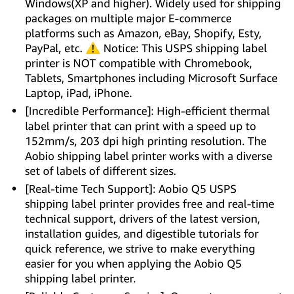 NWT AOBIO shipping thermal label printer 4 x 6 direct 152 mm/s - Picture 11 of 11